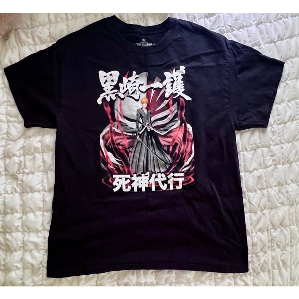Bleach Anime Ripple Junction Manga Graphic T-Shirt M Black Ichigo Kurosaki